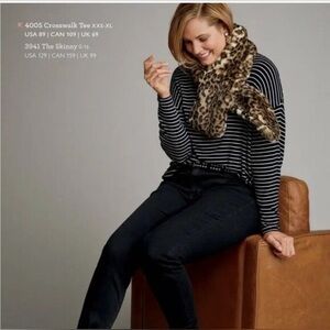 Cabi Crosswalk Long Sleeve Tee in Black and White Stripe Size Small